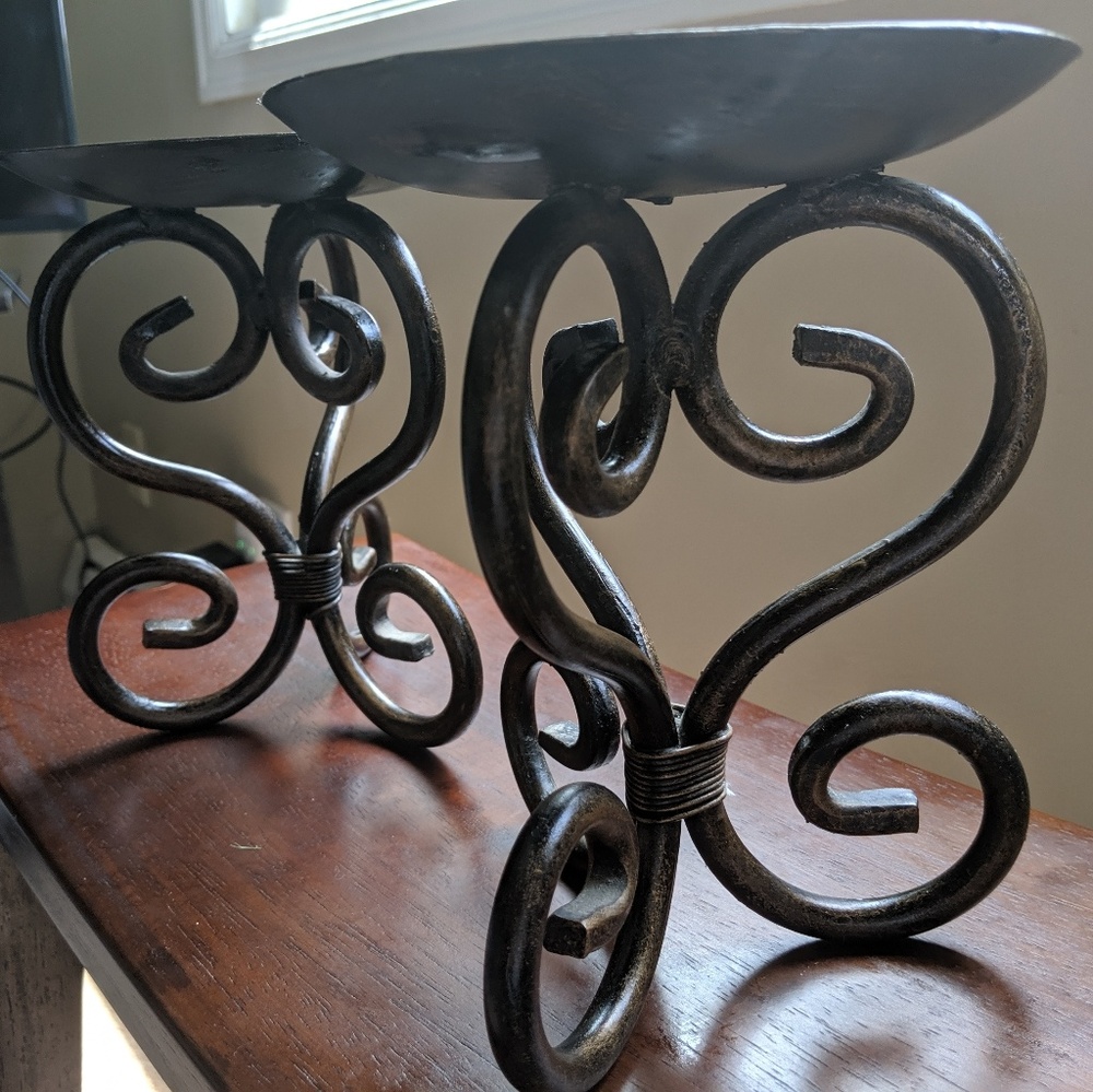 Wrought iron candle holders